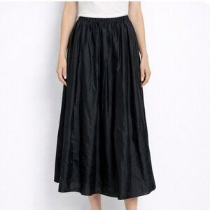 RODIER black full midi skirt elastic waist Vintage 70's size 40 Medium